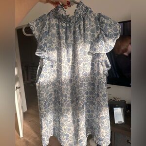 1. State blue and White Floral Blouse